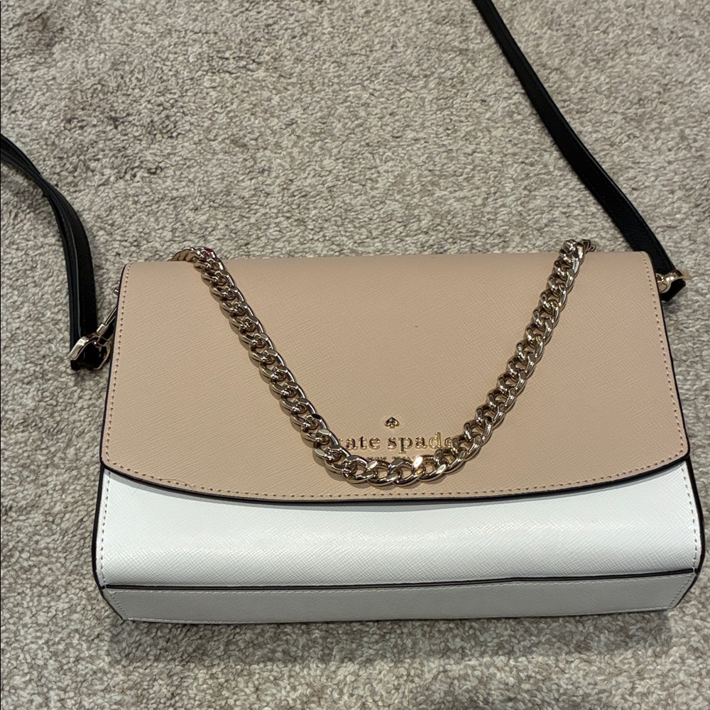 Kate Spade Madison Willow Convertible Tan and White Crossbody Bag - Picture 2 of 6